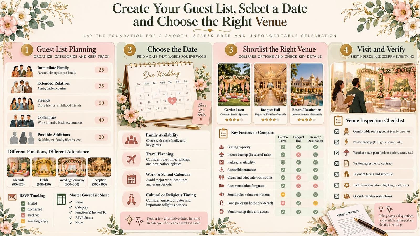 Indian wedding guest list, venue and date planning guide