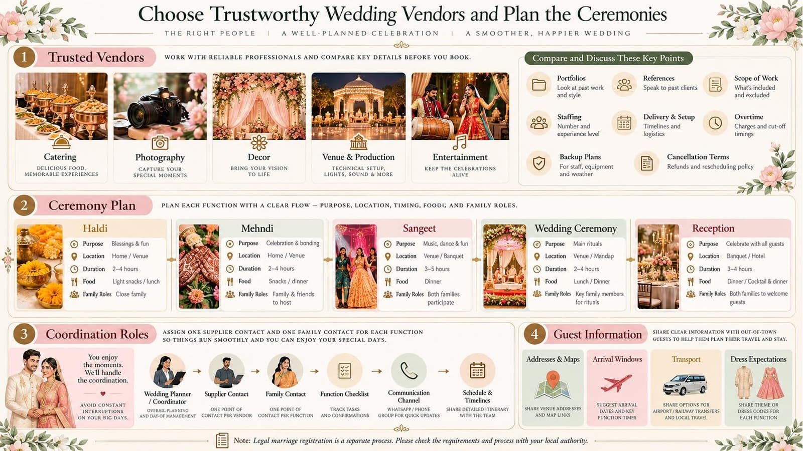 Trusted wedding vendors and ceremony planning guide for haldi, mehndi, sangeet, and reception