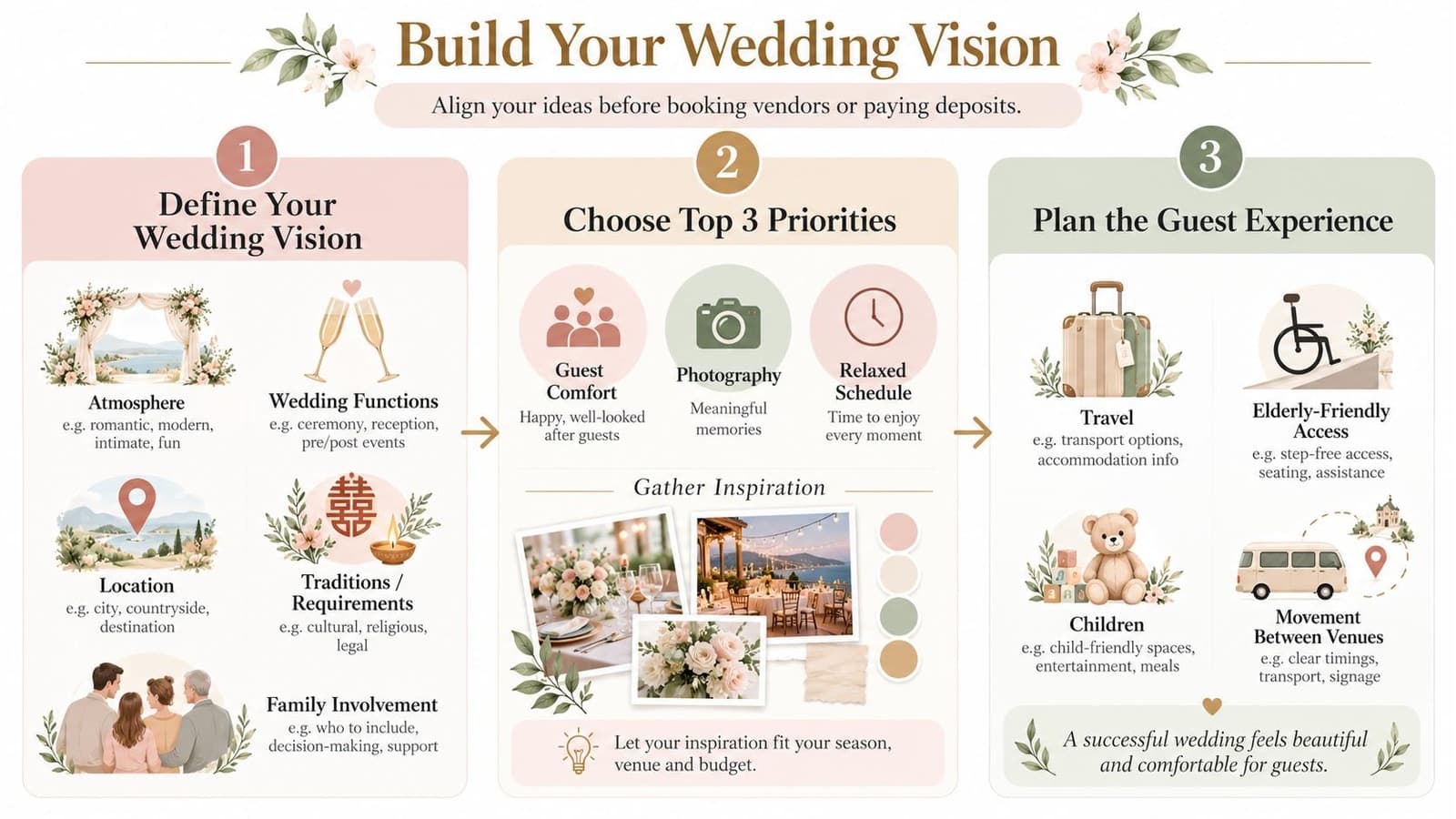 Build your wedding vision and guest experience planning diagram